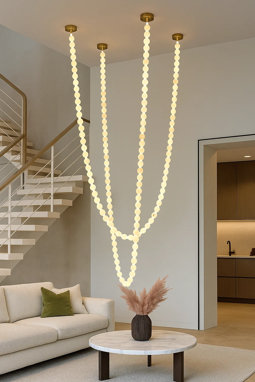 Pendant lamp Lucena 5 Alabaster Spanish Marble LED 50W BRS