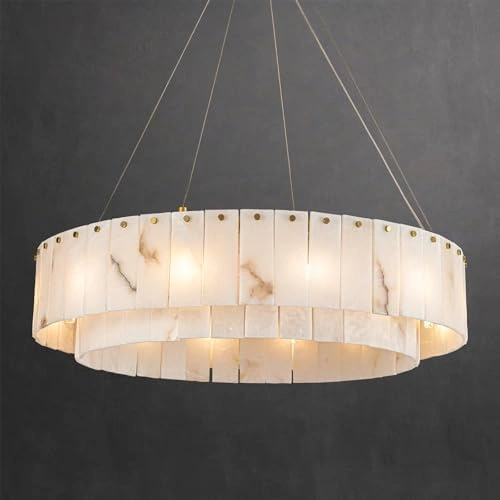 Pendant lamp Lazaida S12 Alabaster Spanish Marble D80 BRS