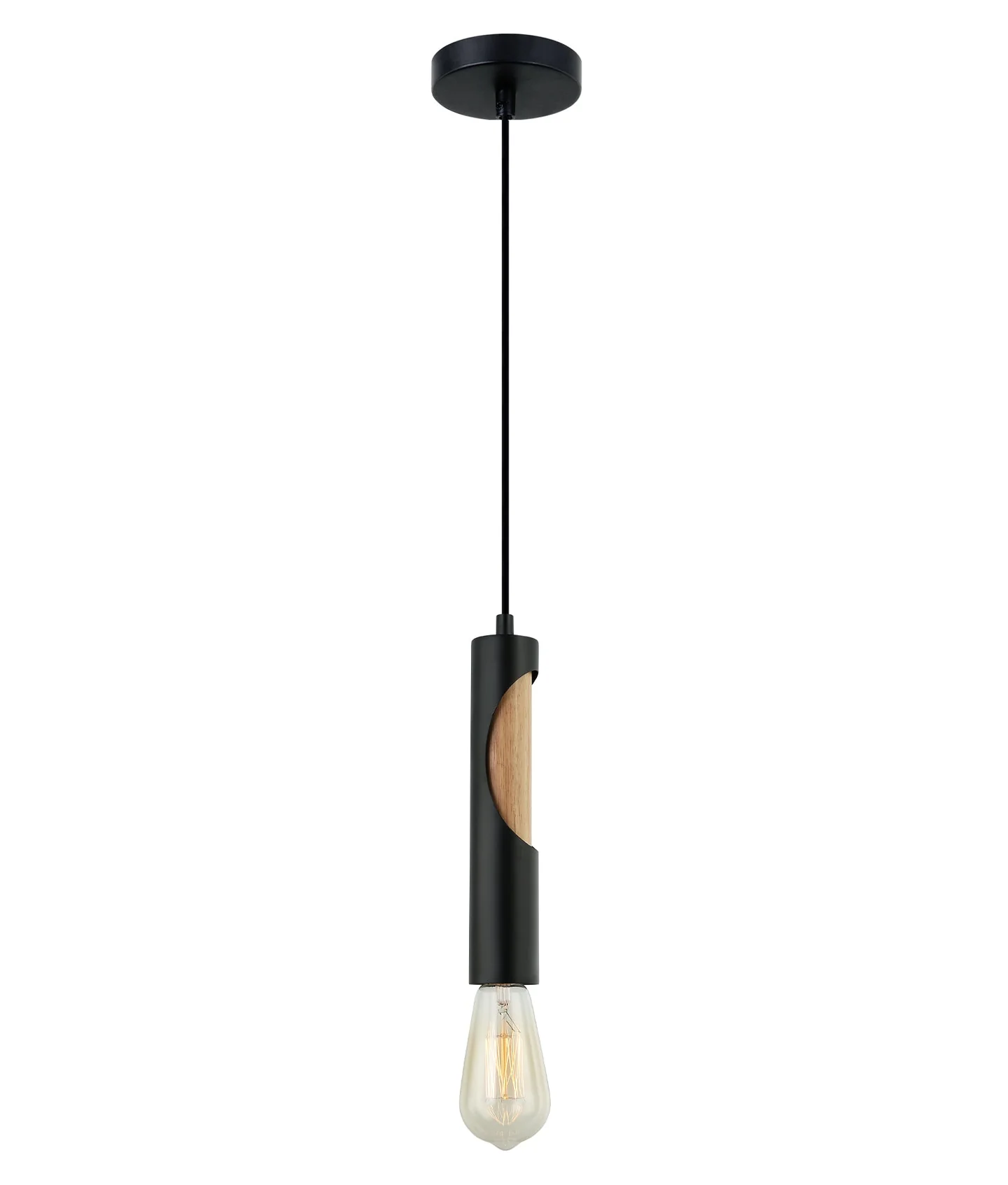 Pendant lamp IDA1 Blonde Wood Tube BLK