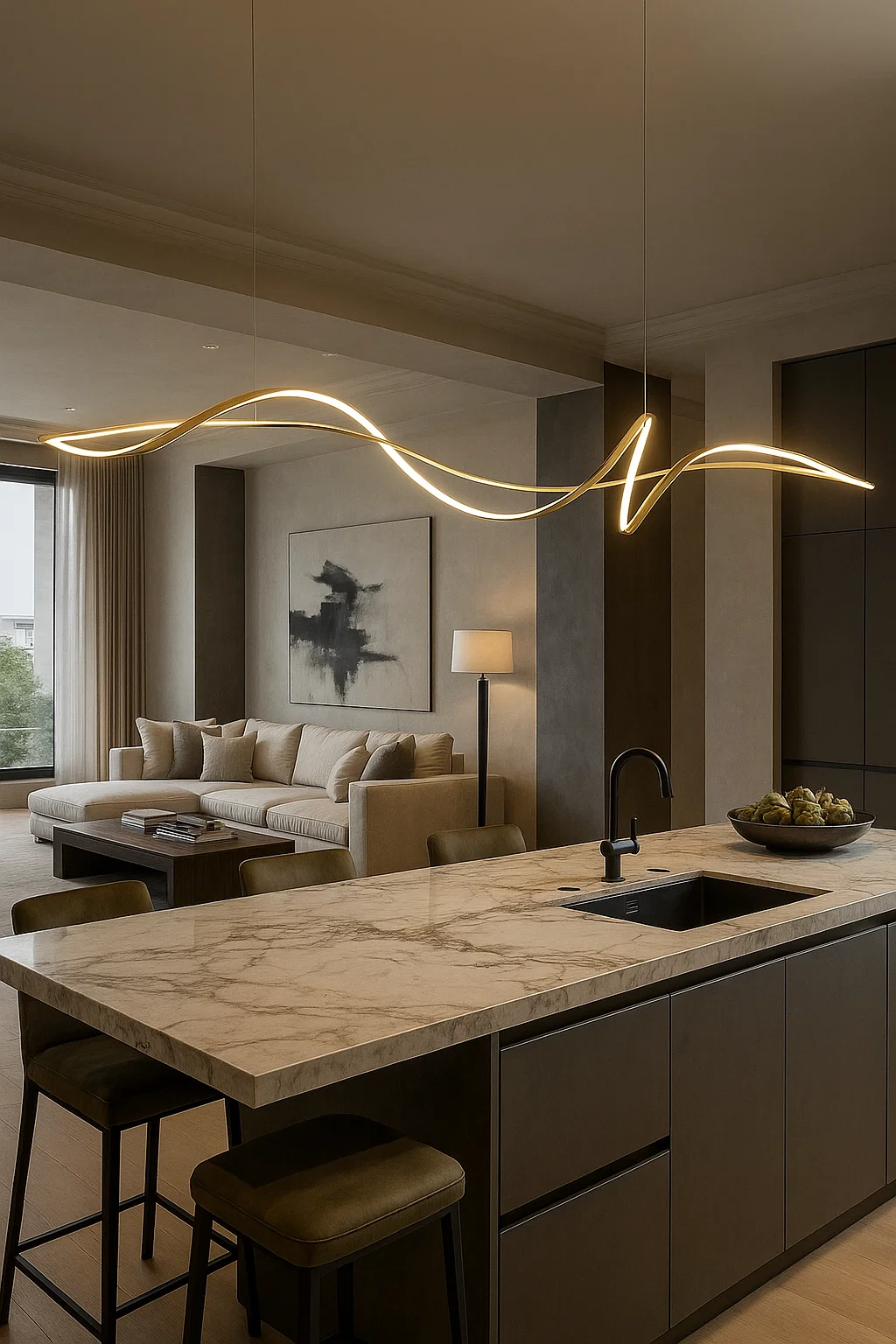 Pendant lamp Famous linear 2 P3 LED 30W 3CCT L1600 GL