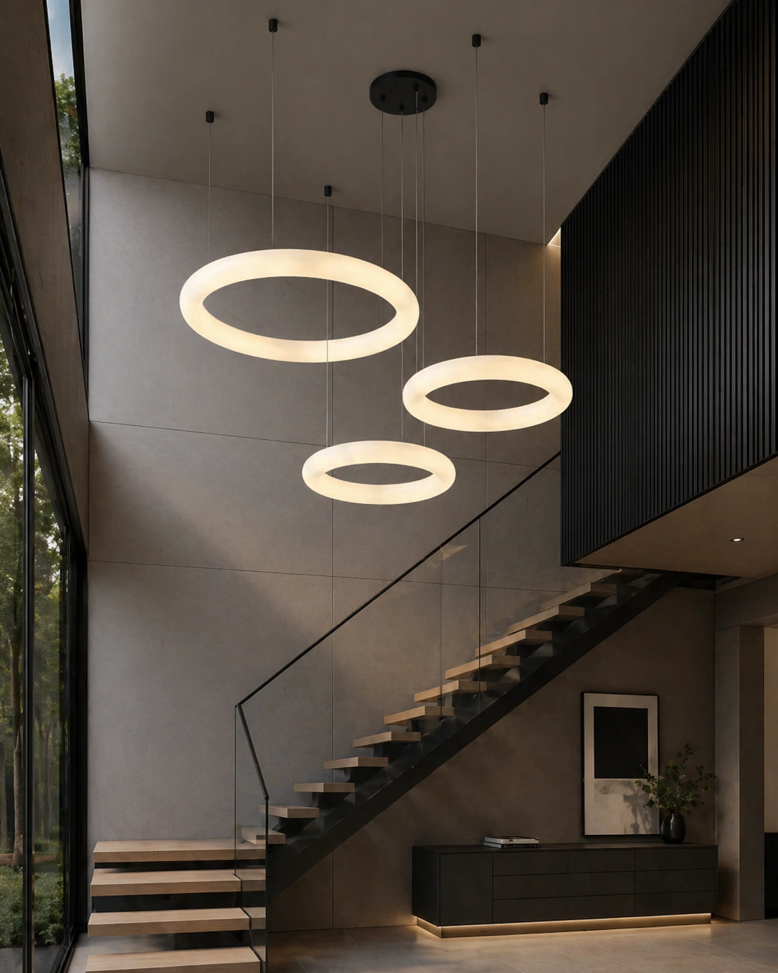 Pendant lamp Aragon 3 Alabaster Spanish Marble LED 56W CCT Remote BL