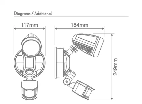Wall light MURO-PRO-15 IP54 Tricol 15W LED SENS DG