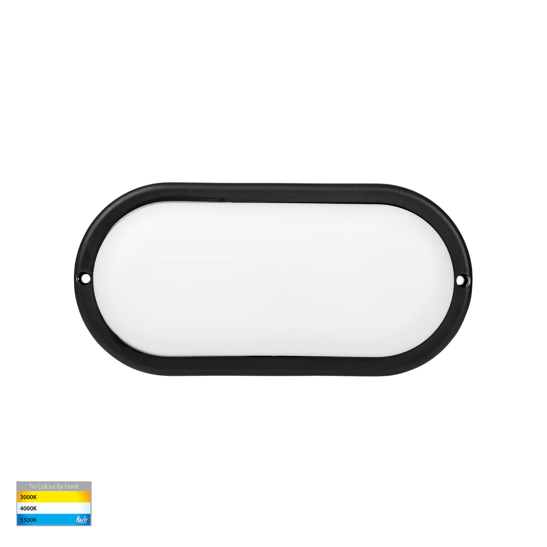 Wall or Ceiling light Muovi Oval HV3527T-BLK 7W TRI Colour Dimmable