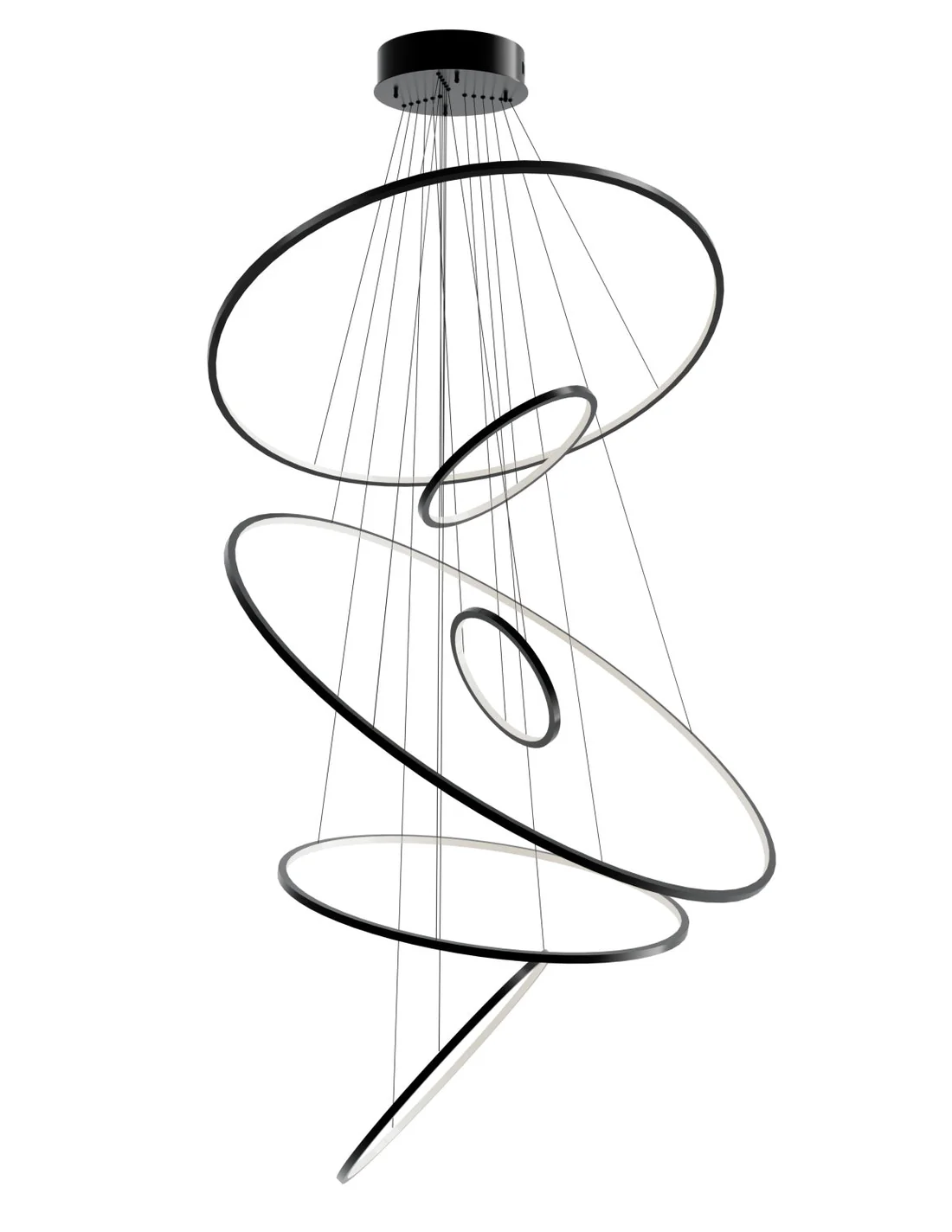 Pendant lamp Aria Modern 6 ring LED 65W 3CCT BLK