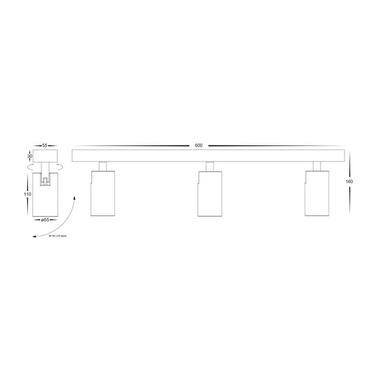 Spot light Revo Adjustable Bar HV4002T-3-BLK IP20