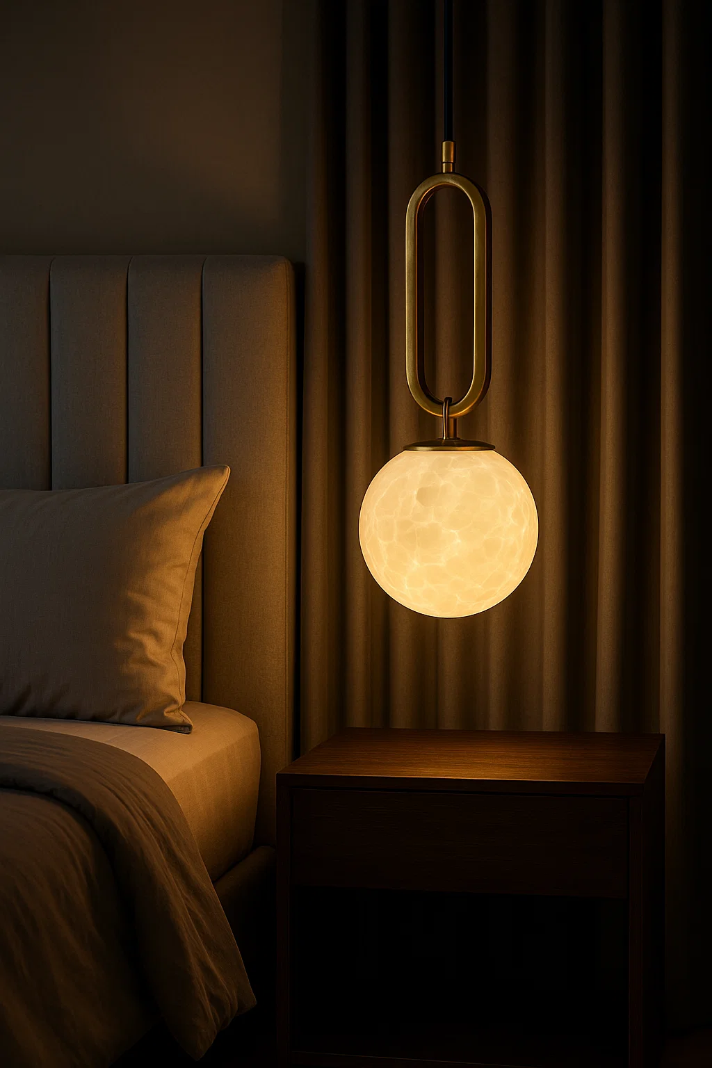 Pendant lamp Mores D15 Alabaster Spanish Marble G9 BRS