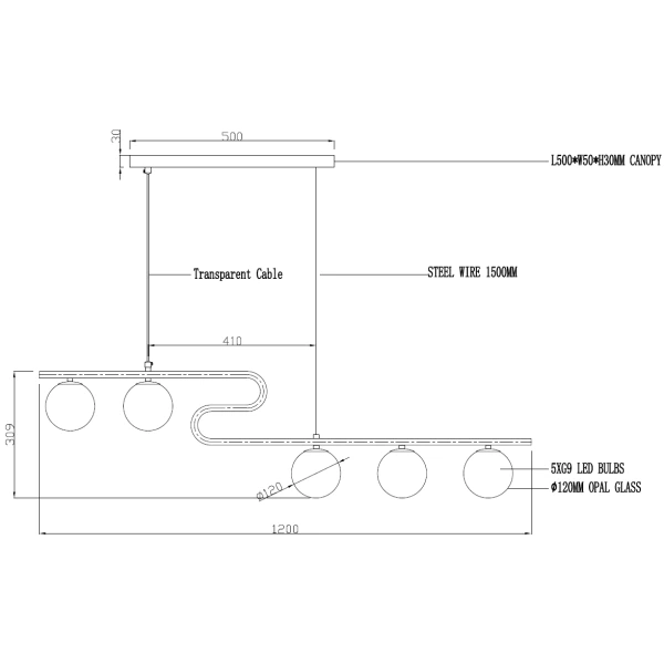 Pendant lamp Clarion G9 L120 BRS