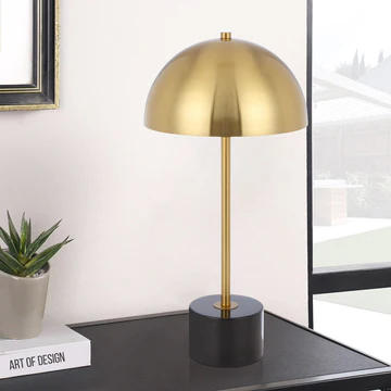 Table lamp Domez 2x E27 Gold Black Marble