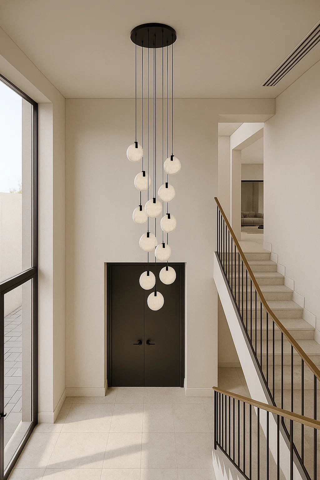 Pendant lamp Villastar P12 Alabaster Spanish Marble LED CCT Dim BLK