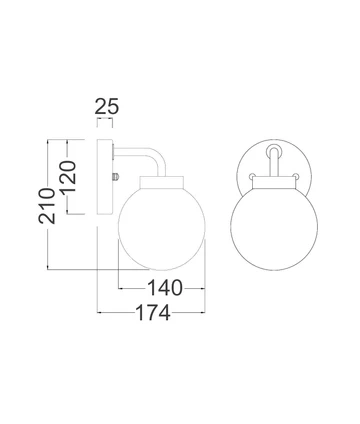 Wall light Palla IP20 E27 Alabaster GLD round base