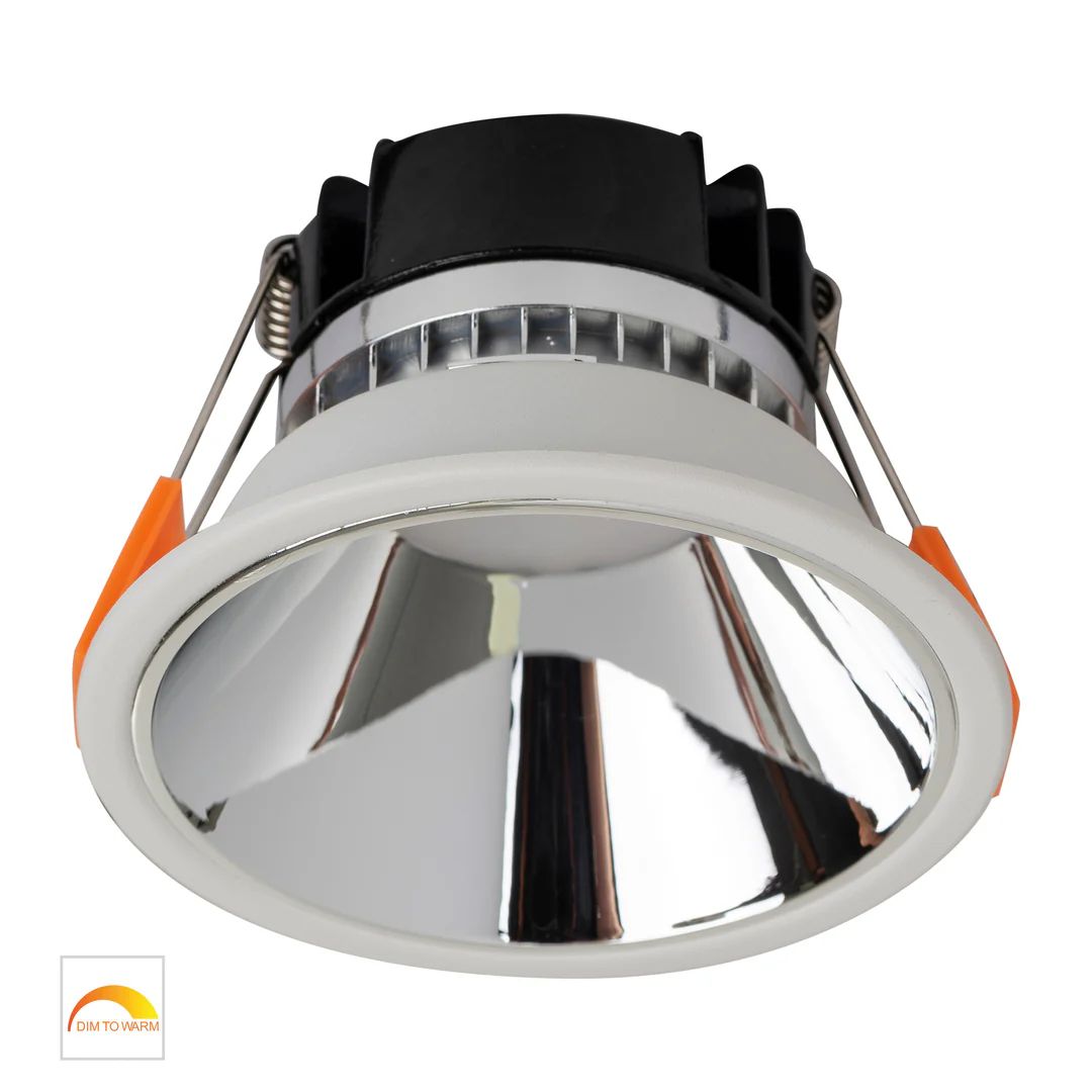 Recessed downlight Gleam WHT with Chrome Insert Fixed Dim to Warm LED 9W IP54