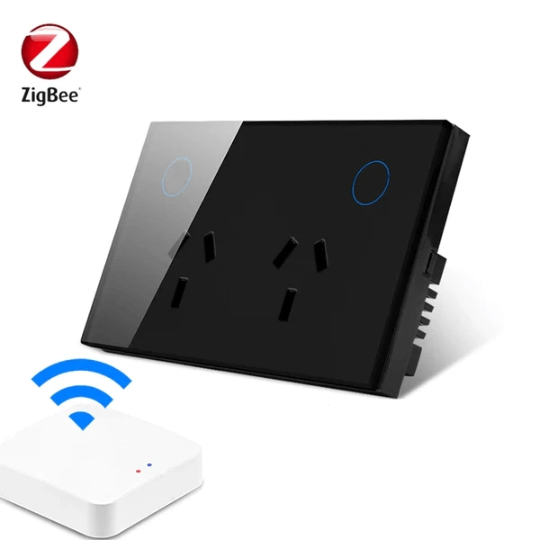 Double Powerpoint Zigbee Wifi BLK