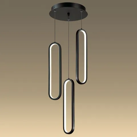 Pendant lamp Oval LED 3L BLK 5K
