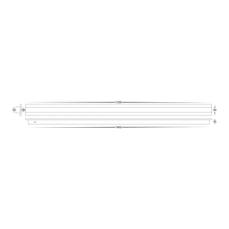 Wall light Barline LED 45W Tricol IP65 150cm BLK