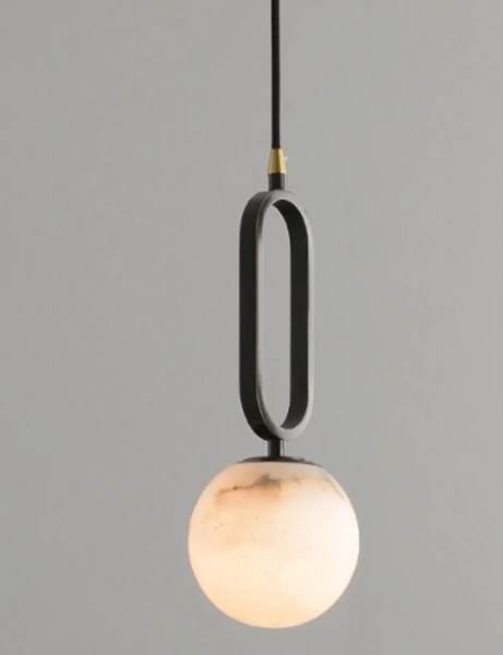 Pendant lamp Mores D15 Alabaster Spanish Marble G9 BLK