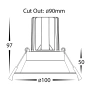 Recessed Downlight Round Deep tilt LED 13W 3K IP44 WHT