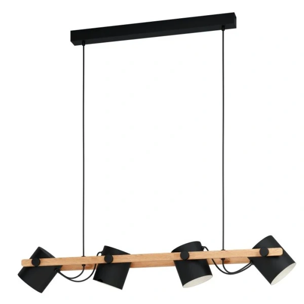 Pendant lamp HORNWOOD 4X28W E27 BLK-LIGHT WOOD