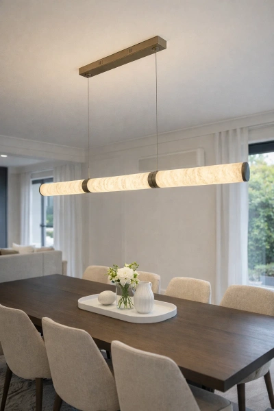 Pendant lamp Aragon Linear Alabaster Spanish Marble L150 LED 40W CCT Dim BRS with remote