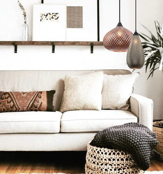 Pendant lamp Rictus 5 Bohemian Glass Drop Shape E27 COP