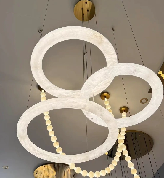 Pendant lamp Aragon 3 Alabaster Spanish Marble LED 56W CCT Remote BRS