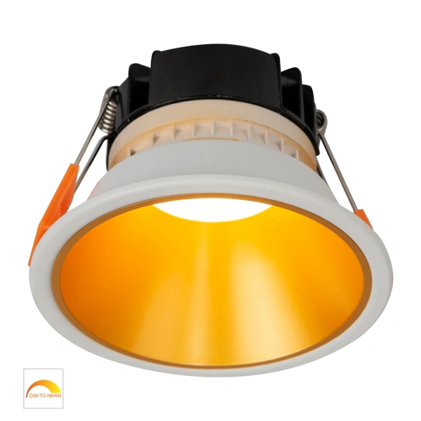Recessed downlight Gleam WHT with Gold Insert Fixed Dim to Warm LED 9W IP54