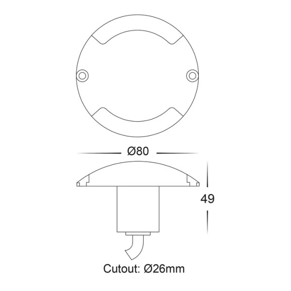 Step Inground light Dome LED 6W 3CCT HV2872T-BLK-12V