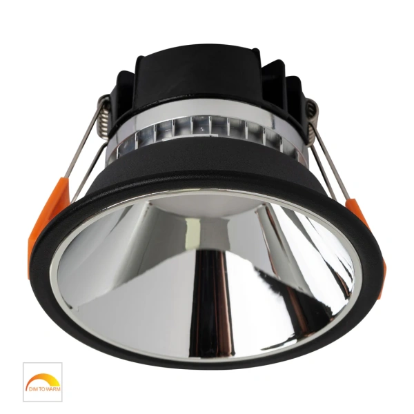 Recessed downlight Gleam BLK with Chrome Insert Fixed Dim to Warm LED 9W IP54
