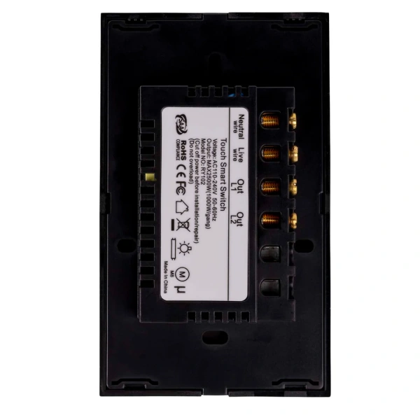 Wall Switch 2 Gang Black HV9210-2 Wifi