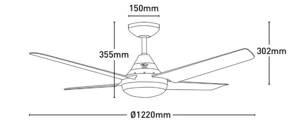 Ceiling fan Cardinia AC D48 with LED 18W WH