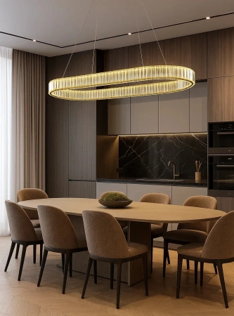 Pendant lamp Crystal Ring Oval LED 30W 3CCT L120 BRS Display