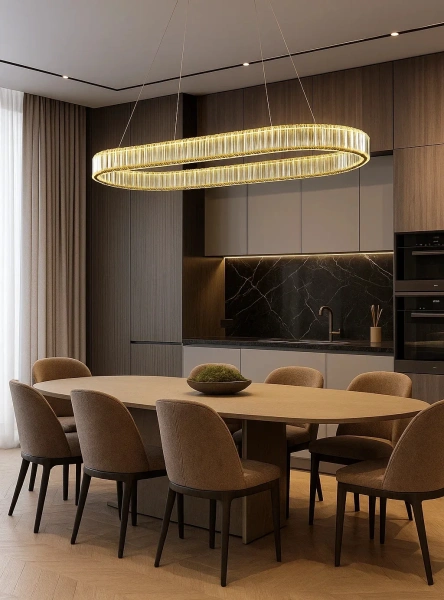 Pendant lamp Crystal Ring Oval LED 30W 3CCT L120 BRS