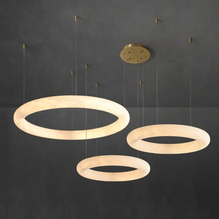 Pendant lamp Aragon 3 Alabaster Spanish Marble LED 56W CCT Remote BRS
