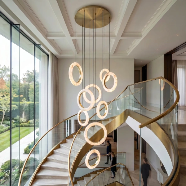 Pendant lamp Carinena P9 Alabaster Spanish Marble LED 72W CCT Dim BRS
