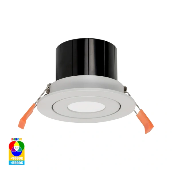 Recessed Tilt Downlight Prime RGBCW LED 12W IP54 WIFI WHT
