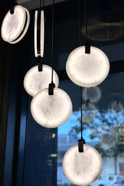 Pendant lamp Villastar 6 Alabaster Spanish Marble LED CCT Dim BLK