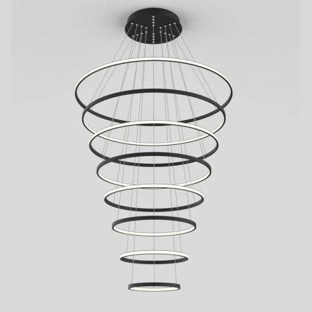 Pendant lamp Crown 8 Ring Black 3K