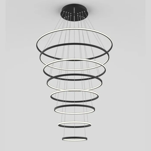 Pendant lamp Crown 8 Ring Black 5K