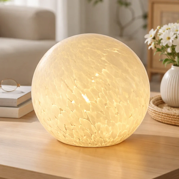 Table Lamp Lyra Glass Ball E27 WHT