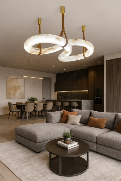 Pendant lamp Sarion P1 Alabaster Spanish Marble LED BRS