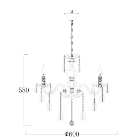 Chandelier Bromley Crystal K9 6 light GL