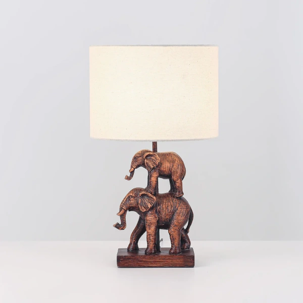 Table lamp Mother and Calf Elephant LED bronze