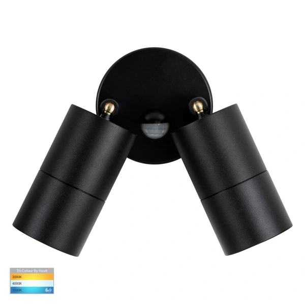 Wall light Tivah Aluminium BLK 3CCT Double Adjustable HV1325T-PIR IP65