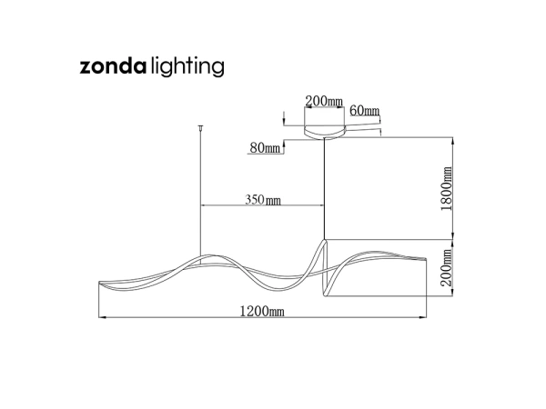 Pendant lamp Famous linear 2 P1 LED 20W 3CCT L1200 GL