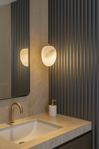 Pendant lamp Ateca P15 Alabaster Spanish Marble G9 BRS