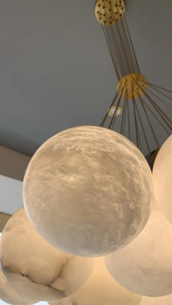 Pendant lamp Molina S13 Alabaster Spanish Marble G9 BRS