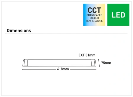 Batten Light Neo 28W LED CCT L61 WHT