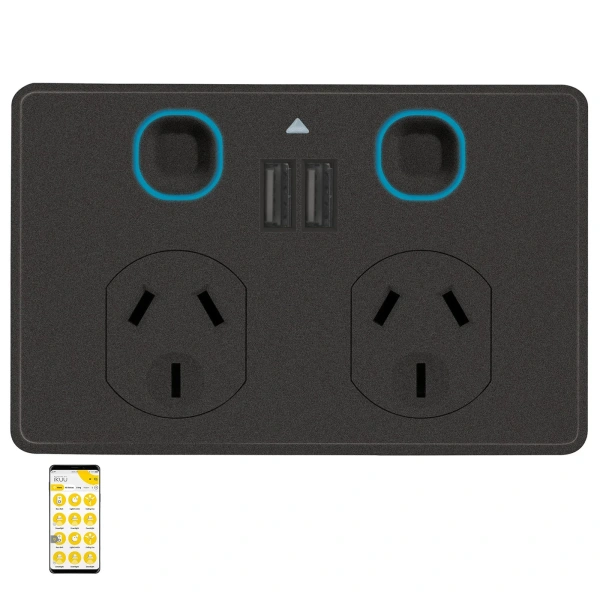 Double Power Point Ikuü Smart Zigbee With USB BLK Wifi