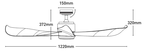 Ceiling fan Eagle II Lite DC with Remote and LED 18W D48 BL