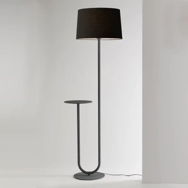 Floor lamp Esta Charcoal Grey with shade in Black