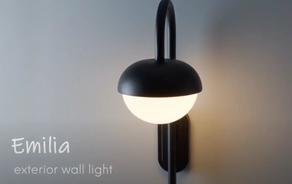 Wall light Emilia e27 IP54 BLK